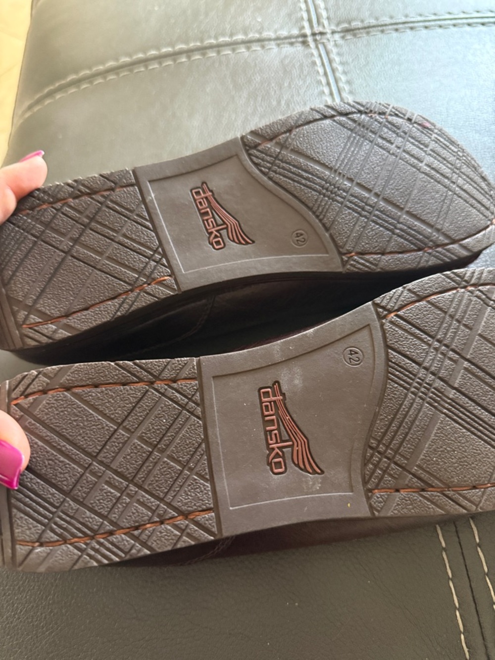 Dansko Women's Dark Brown Leather Button-Accent Flats - Picture 3 of 5